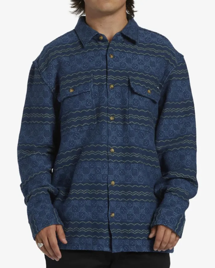 Offshore Jacquard Flannel Long Sleeve Shirt Dark Blue Men Billabong Flannels