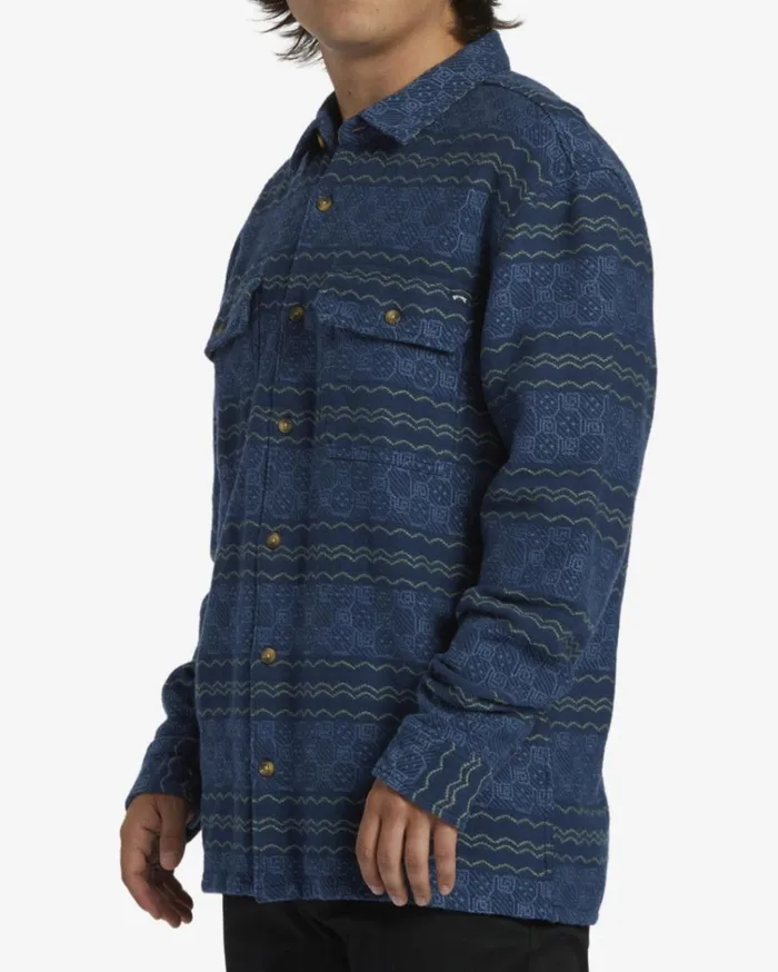Offshore Jacquard Flannel Long Sleeve Shirt Dark Blue Men Billabong Flannels