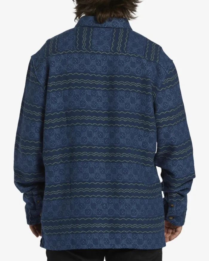 Offshore Jacquard Flannel Long Sleeve Shirt Dark Blue Men Billabong Flannels