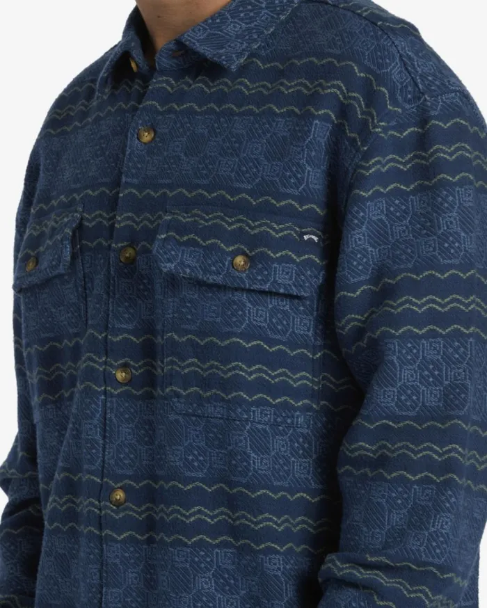 Offshore Jacquard Flannel Long Sleeve Shirt Dark Blue Men Billabong Flannels