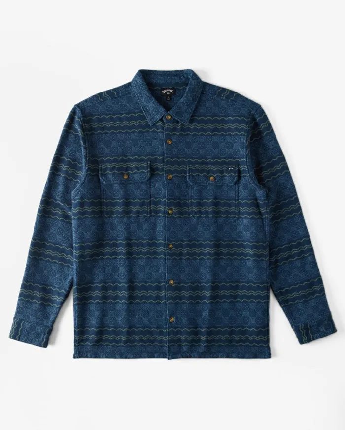 Offshore Jacquard Flannel Long Sleeve Shirt Dark Blue Men Billabong Flannels