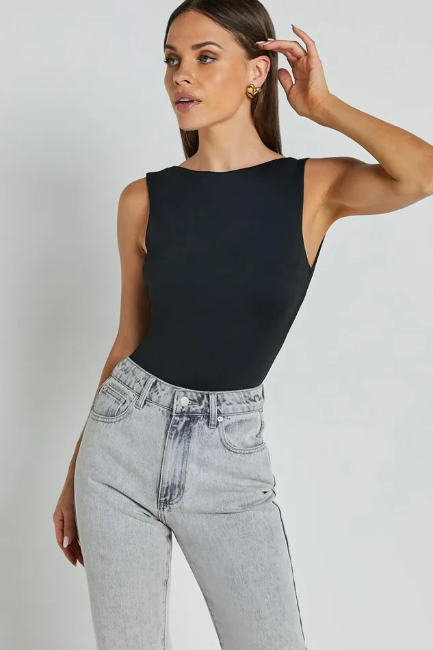 Ollie Bodysuit 8211 Boat Neck Low Back Bodysuit In Black Women Showpo Tops