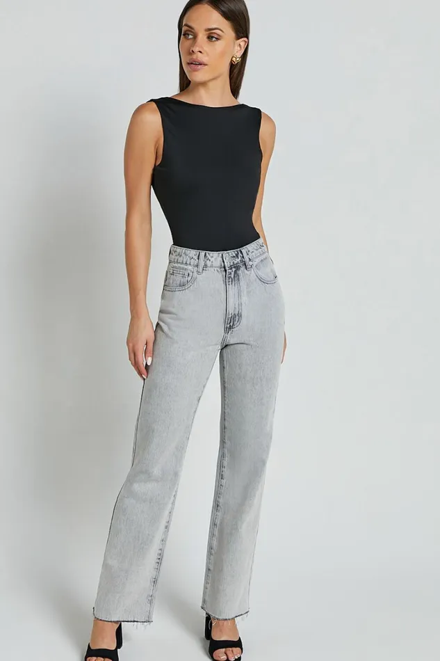 Ollie Bodysuit 8211 Boat Neck Low Back Bodysuit In Black Women Showpo Tops