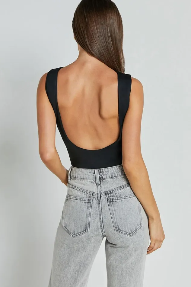 Ollie Bodysuit 8211 Boat Neck Low Back Bodysuit In Black Women Showpo Tops