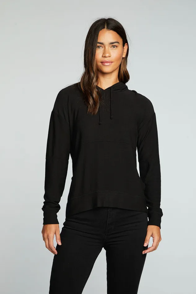 Outerwear Chaser Brand Womens Recycled Cozy Knit Pintuck Hoodie Pullover With Side Slits Outerwear Chaser Brand Womens Recycled Cozy Knit Pintuck Hoodie Pullover With Side Slits
