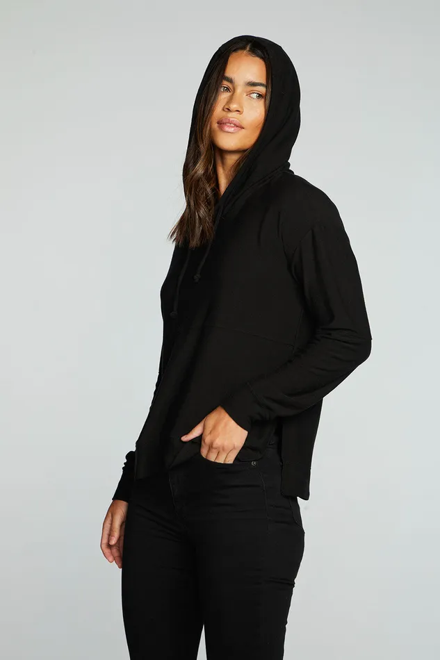 Outerwear Chaser Brand Womens Recycled Cozy Knit Pintuck Hoodie Pullover With Side Slits