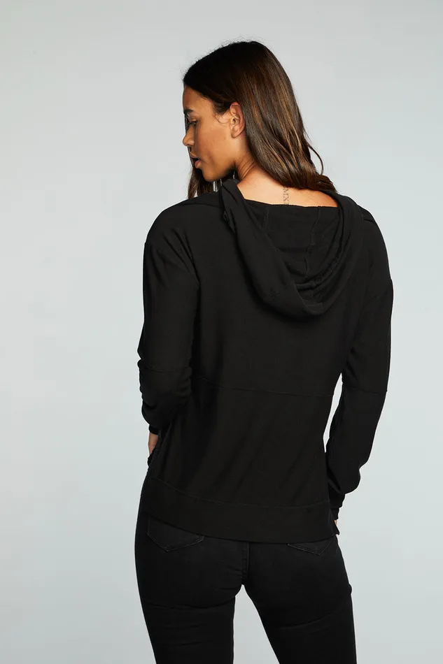 Outerwear Chaser Brand Womens Recycled Cozy Knit Pintuck Hoodie Pullover With Side Slits