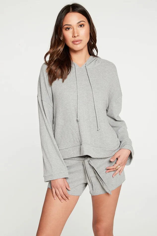Outerwear Womens Love Rib Long Sleeve Cropped Pullover Hoodie Chaser Brand