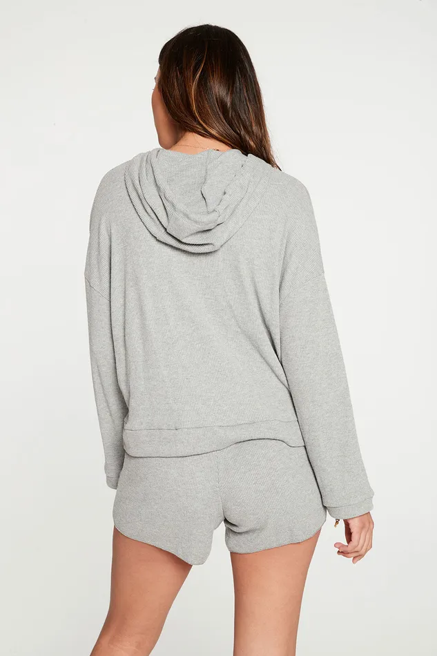 Outerwear Womens Love Rib Long Sleeve Cropped Pullover Hoodie Chaser Brand
