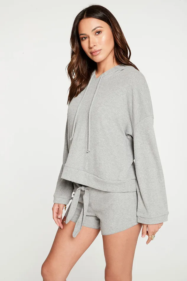 Outerwear Womens Love Rib Long Sleeve Cropped Pullover Hoodie Chaser Brand
