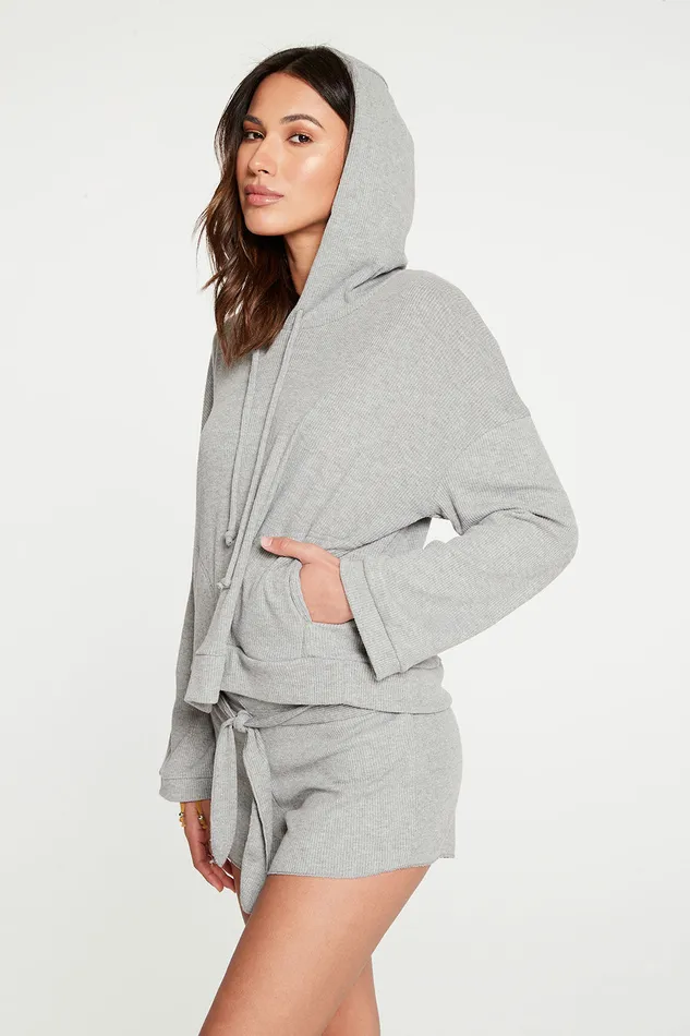 Outerwear Womens Love Rib Long Sleeve Cropped Pullover Hoodie Chaser Brand