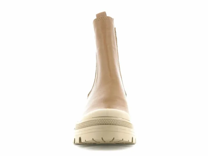 Palladium Pallabase Chelsea Leather Dear Brown Women Heel Boots