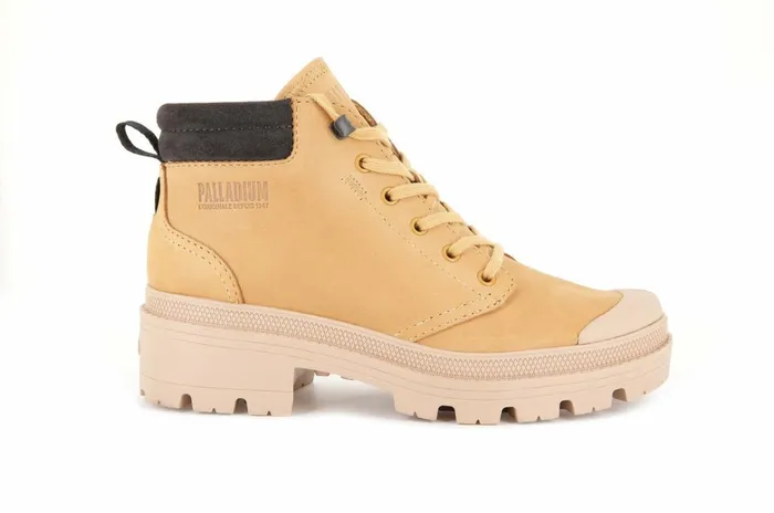 Palladium Pallabase Lo Cuff Amber Gold Women Heel Boots