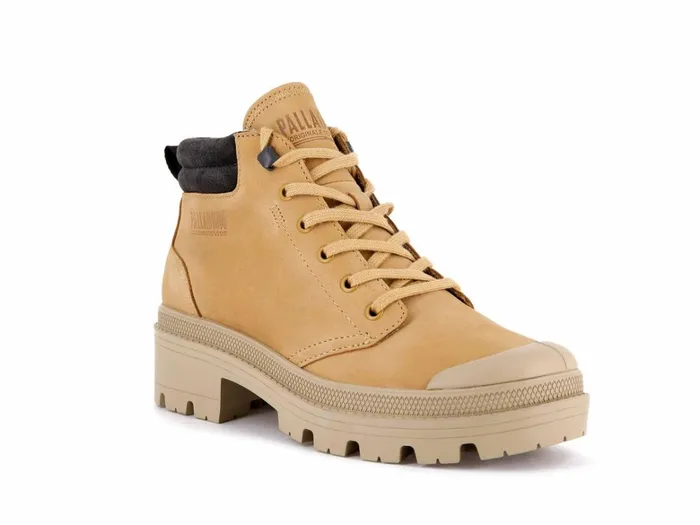 Palladium Pallabase Lo Cuff Amber Gold Women Heel Boots