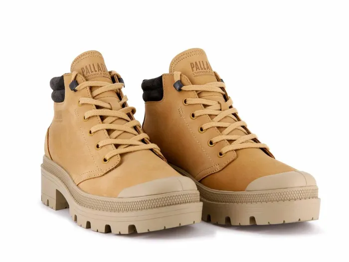Palladium Pallabase Lo Cuff Amber Gold Women Heel Boots