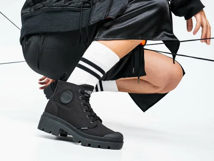 Palladium Pallabase Twill Blackblack Women Heel Boots