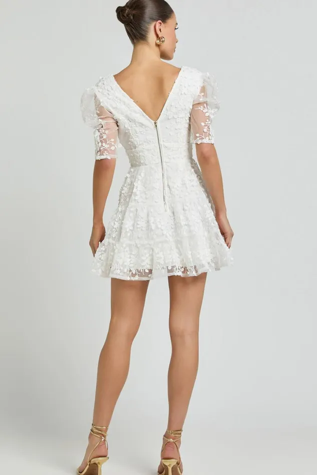 Pamela Mini Dress 8211 Embroidered Plunge Tiered Dress In White Women Showpo Dresses