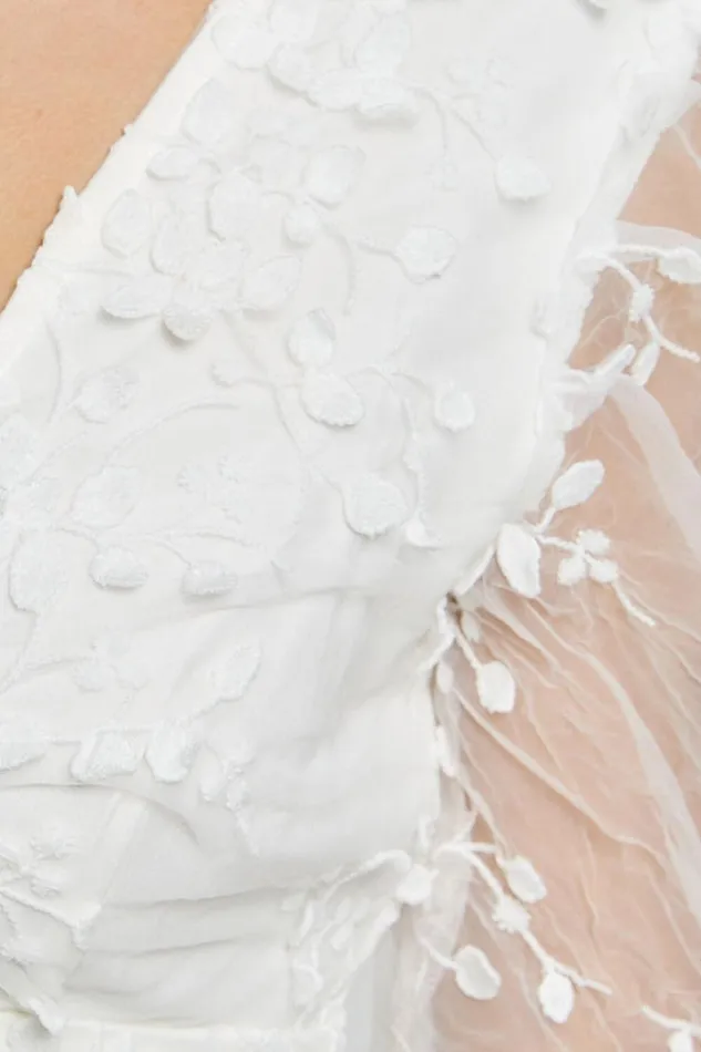 Pamela Mini Dress 8211 Embroidered Plunge Tiered Dress In White Women Showpo Dresses