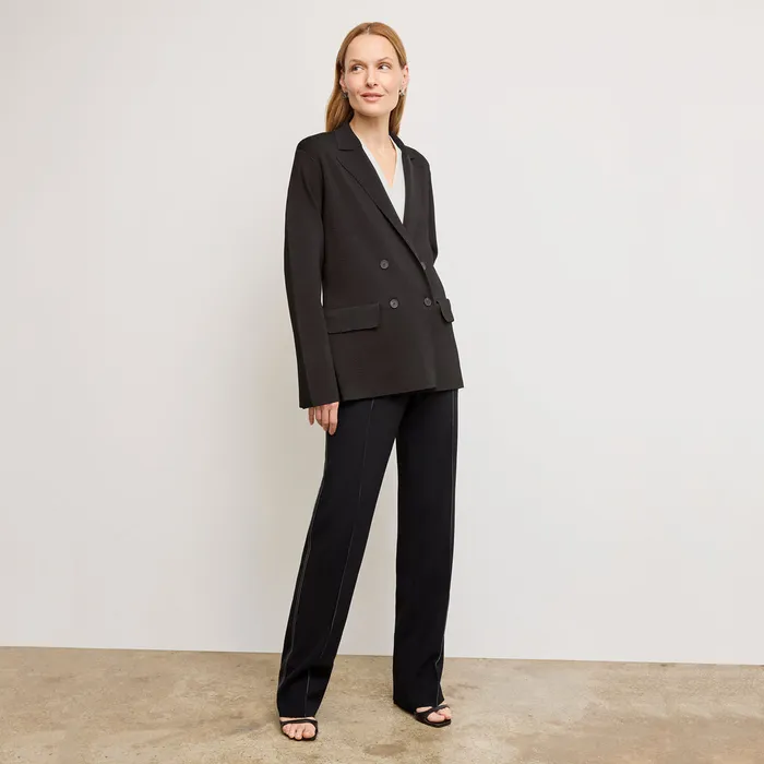 Pants The Bia Pleated Trouser 8211 Everyday Crepe with Topstitch Black With Topstitch 8211 M M LaFleur Women