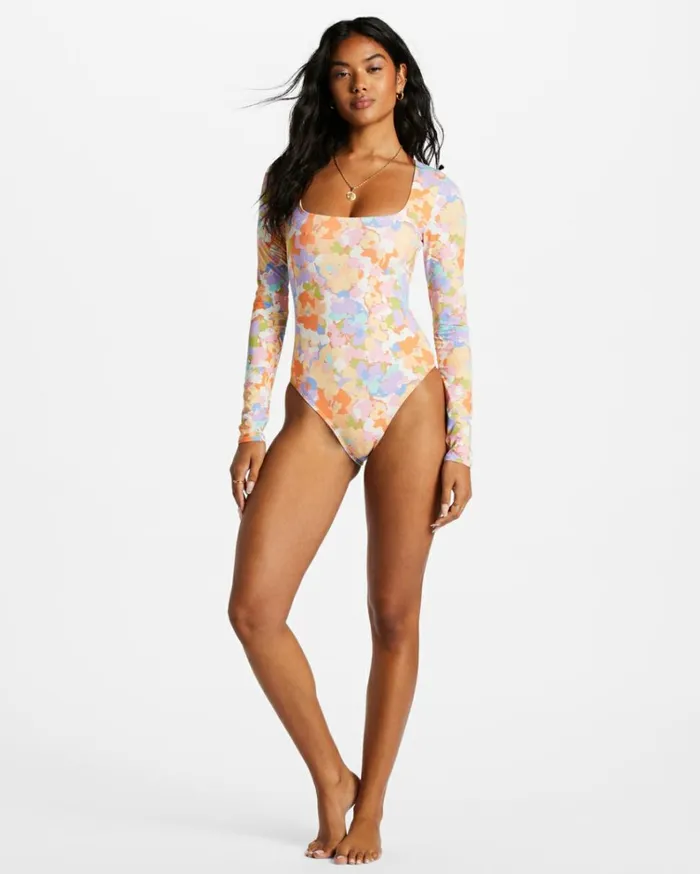 Paradise Cove Long Sleeve OnePiece Swimsuit Multi Women Billabong Rashguards and Bodysuits