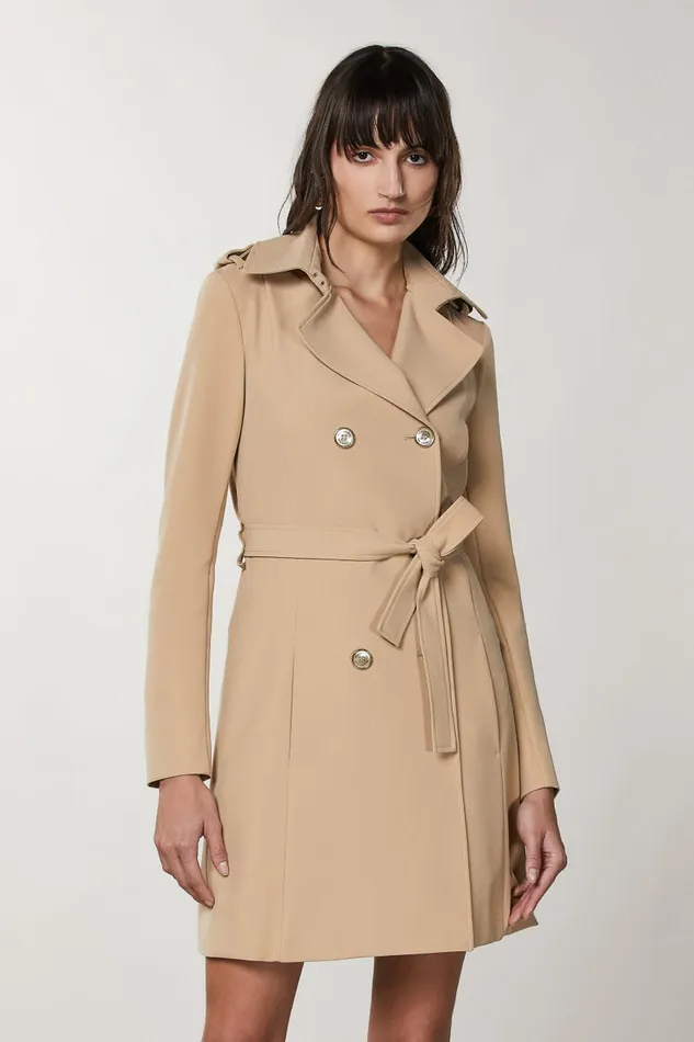 Patrizia Pepe Beige 2 Button Jacket Triking Beige Apparel Trench Coats