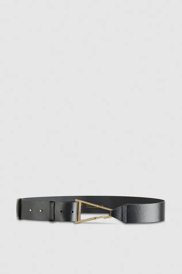 Patrizia Pepe Black Highwaisted Leather Belt Nero Accessories
