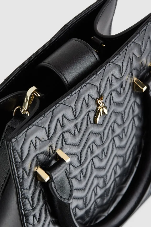 Patrizia Pepe Black Leather Handbag Nero Bags Handbags