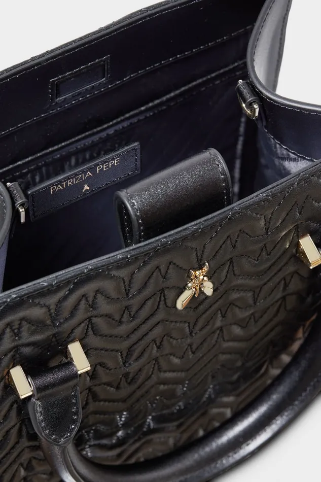 Patrizia Pepe Black Leather Handbag Nero Bags Handbags