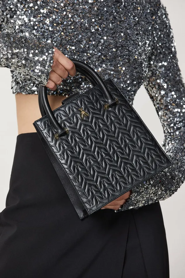 Patrizia Pepe Black Leather Handbag Nero Bags Handbags