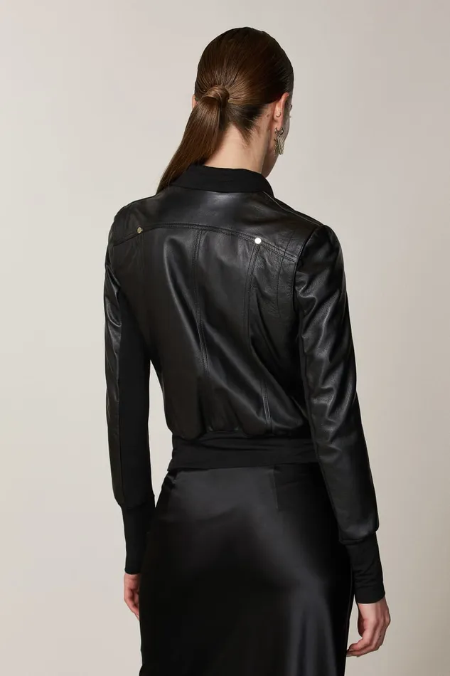 Patrizia Pepe Black Nappa Lambskin Jacket Nero Apparel Leather Jackets