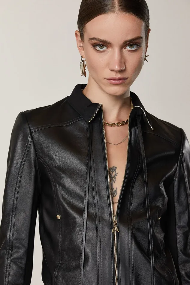Patrizia Pepe Black Nappa Lambskin Jacket Nero Apparel Leather Jackets