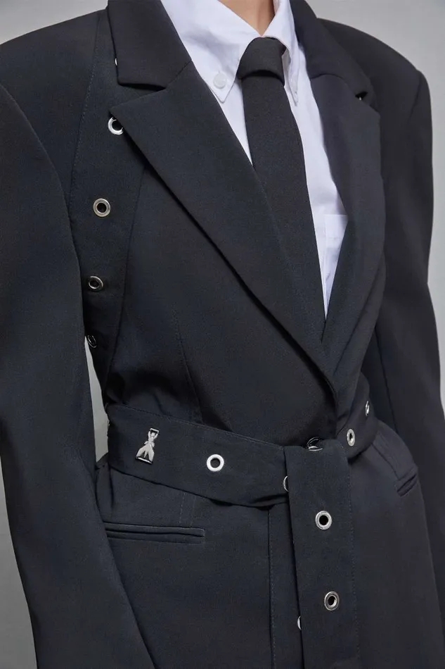 Patrizia Pepe Boyfriendcut Crepe Blazer Black Nero Apparel Blazers