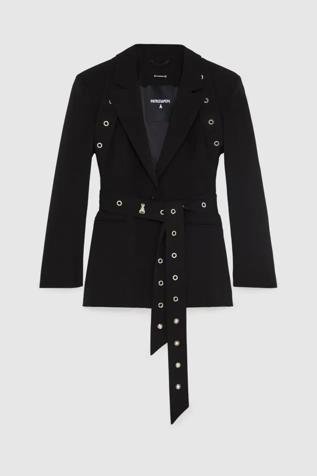 Patrizia Pepe Boyfriendcut Crepe Blazer Black Nero Apparel Blazers