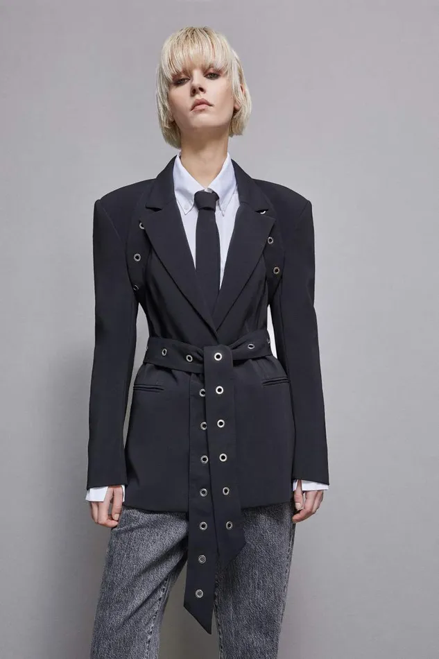 Patrizia Pepe Boyfriendcut Crepe Blazer Black Nero Apparel Blazers
