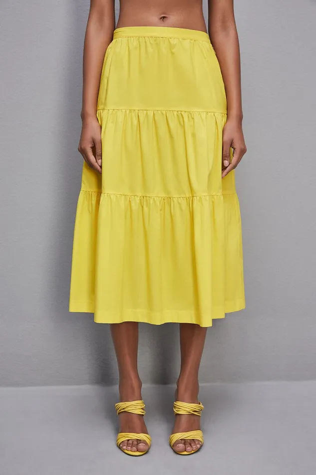 Patrizia Pepe Cotton Poplin Midi Skirt Yellow Dynamic Yellow Apparel Midi