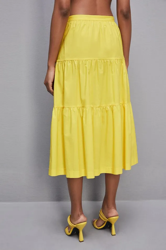 Patrizia Pepe Cotton Poplin Midi Skirt Yellow Dynamic Yellow Apparel Midi