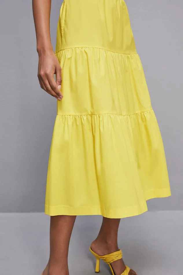 Patrizia Pepe Cotton Poplin Midi Skirt Yellow Dynamic Yellow Apparel Midi