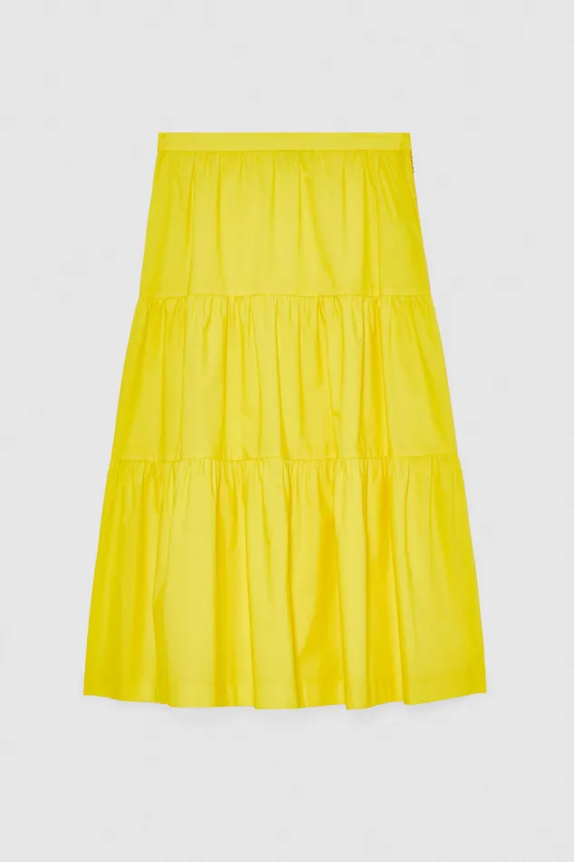 Patrizia Pepe Cotton Poplin Midi Skirt Yellow Dynamic Yellow Apparel Midi