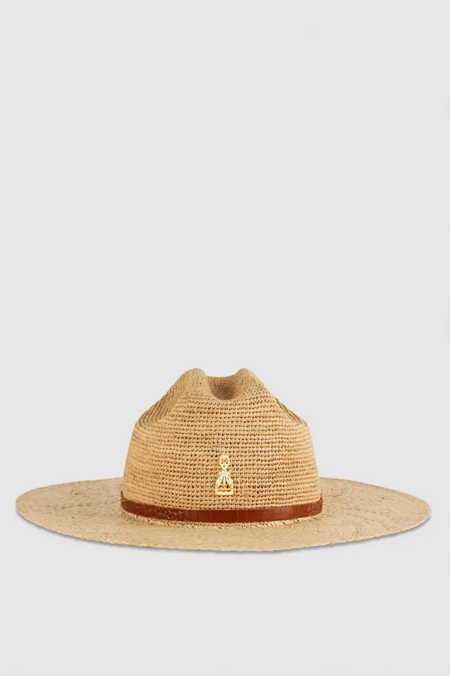 Patrizia Pepe Cowboy Hat With Leather Strap White Natural Accessories