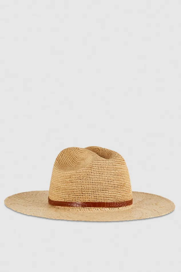 Patrizia Pepe Cowboy Hat With Leather Strap White Natural Accessories