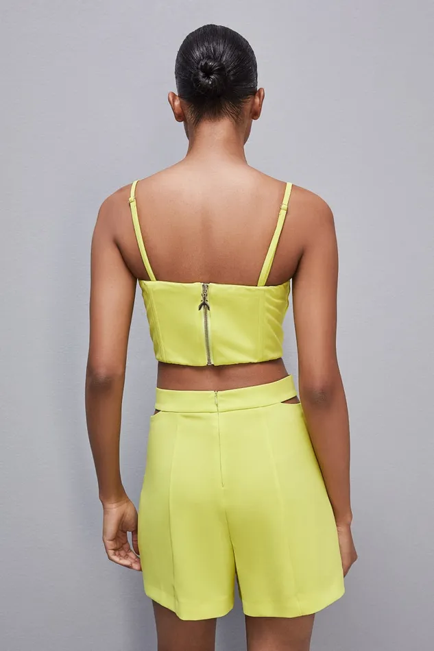Patrizia Pepe Cutout Bustier Top In Sabl Crepe Fabric Yellow Citrus Yellow Apparel Tops