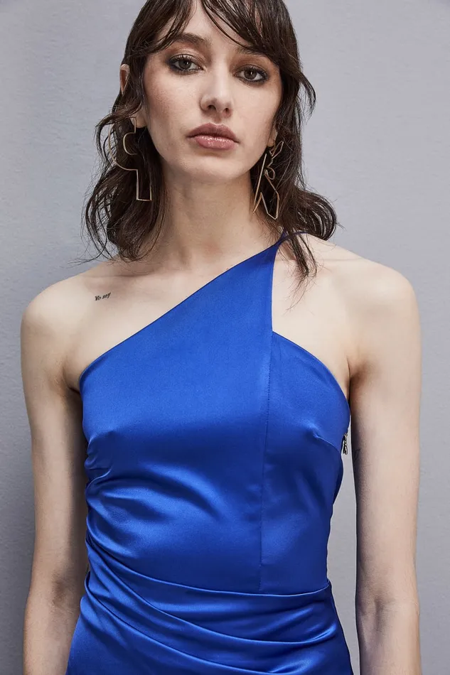 Patrizia Pepe Cutout Dress In Certified Viscose Light Blue Blue Wave Apparel Long