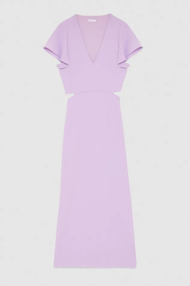 Patrizia Pepe Cutout Midi Dress In Sabl Crepe Purple Iris Lilac Apparel Midi