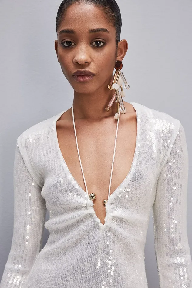 Patrizia Pepe Essential Allover Sequined Stretch Tulle Dress White Bianco Sequins Apparel Mini