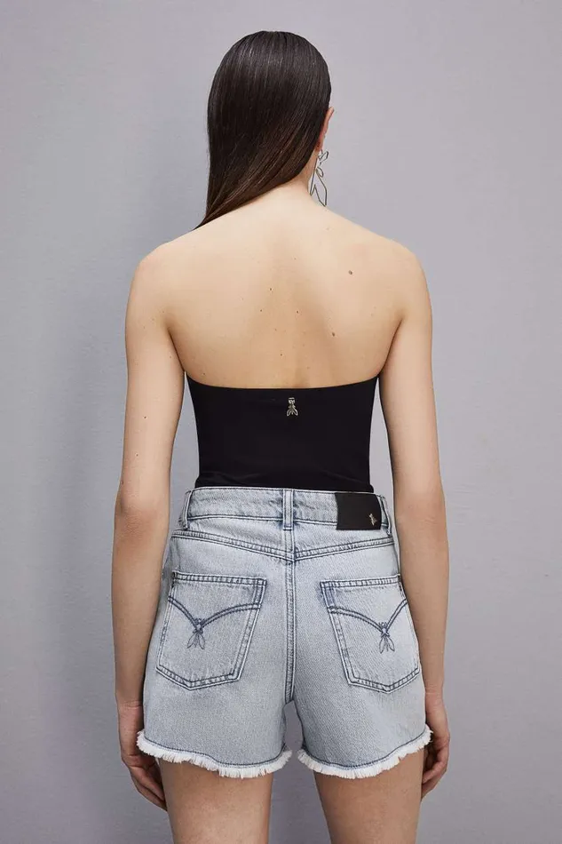 Patrizia Pepe Essential Bandeau Top With Dcollet Neckline Black Nero Apparel Tops