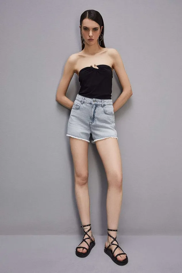 Patrizia Pepe Essential Bandeau Top With Dcollet Neckline Black Nero Apparel Tops