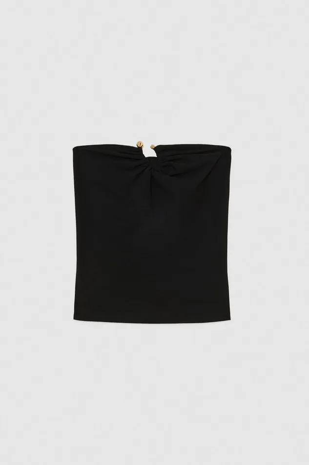 Patrizia Pepe Essential Bandeau Top With Dcollet Neckline Black Nero Apparel Tops