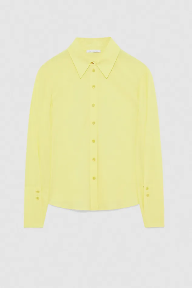 Patrizia Pepe Essential Crepe Longsleeved Shirt Yellow Dreamlike Yellow Apparel Shirts