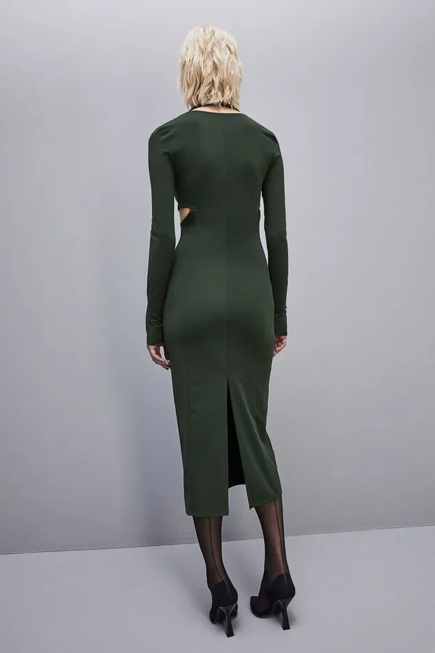 Patrizia Pepe Essential Jersey Midi Dress Green Tuscany Green Apparel Midi