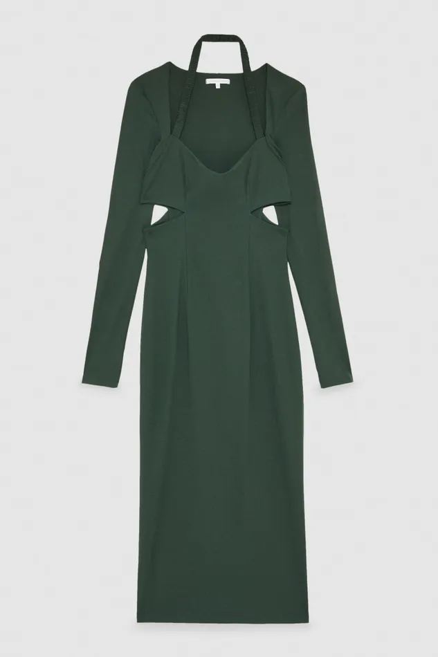 Patrizia Pepe Essential Jersey Midi Dress Green Tuscany Green Apparel Midi